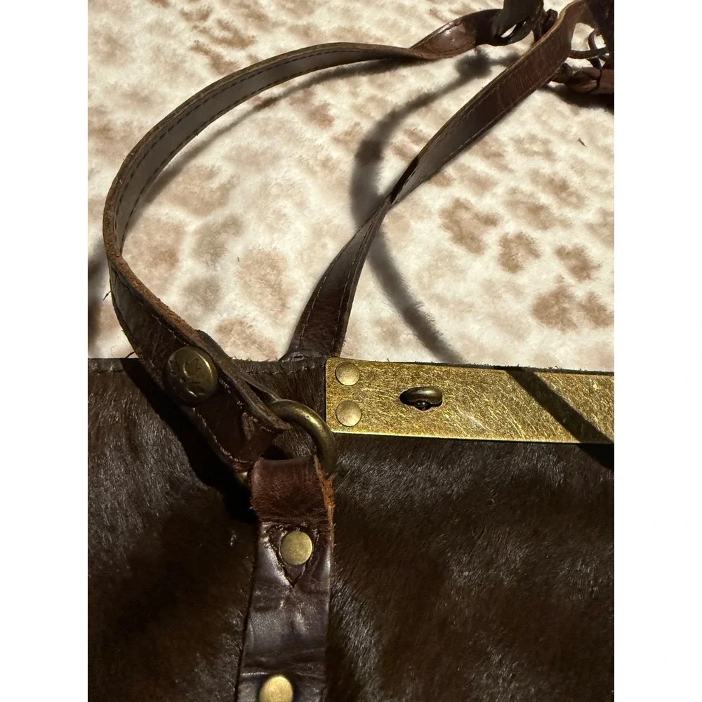 Womens Patricia Nash Calf Hair Leather Purse Hang Bag Hobo Shoulder Bag